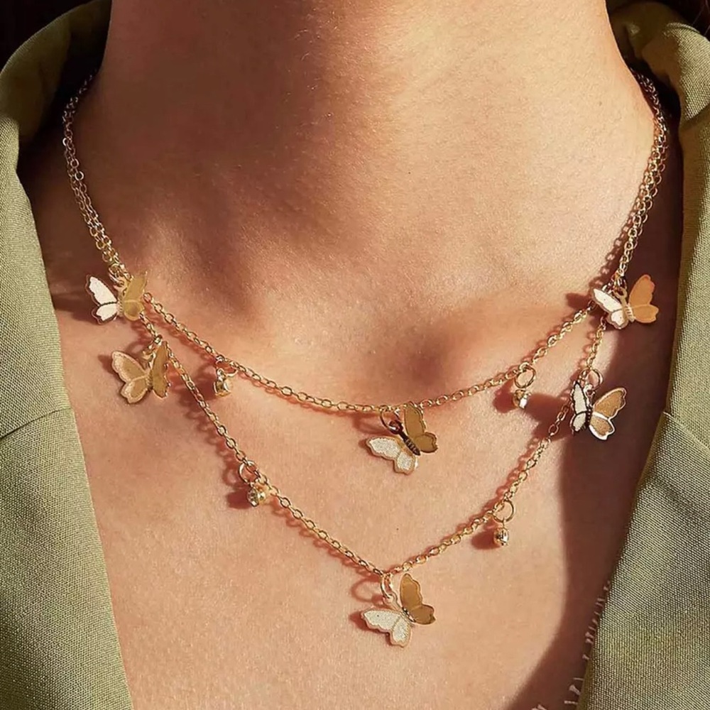 Layered Aesthetic Butterfly Necklace